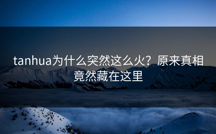 tanhua为什么突然这么火？原来真相竟然藏在这里