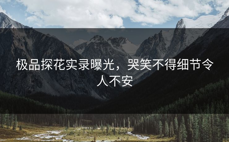 极品探花实录曝光，哭笑不得细节令人不安