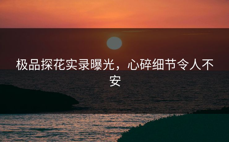 极品探花实录曝光，心碎细节令人不安