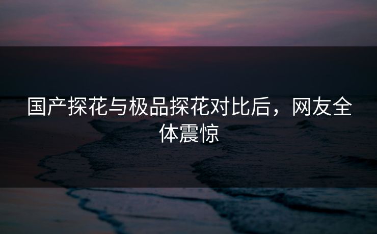 国产探花与极品探花对比后，网友全体震惊
