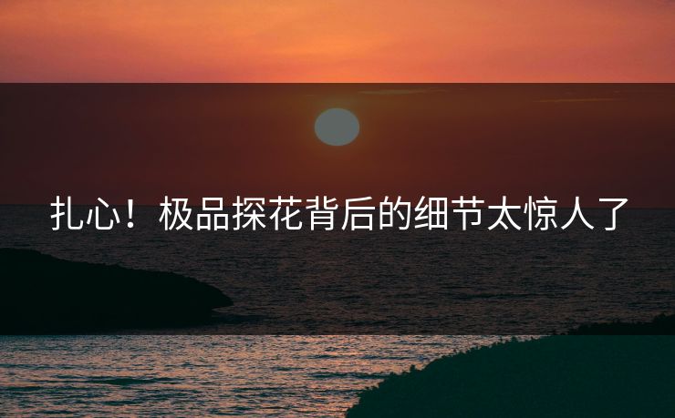 扎心！极品探花背后的细节太惊人了
