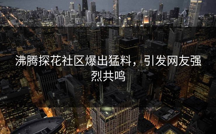 沸腾探花社区爆出猛料，引发网友强烈共鸣