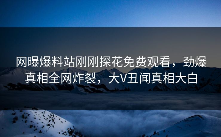 网曝爆料站刚刚探花免费观看，劲爆真相全网炸裂，大V丑闻真相大白