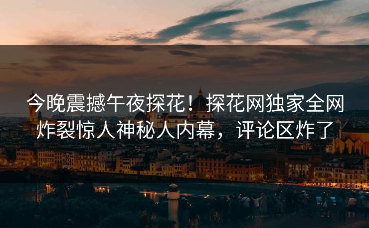 今晚震撼午夜探花！探花网独家全网炸裂惊人神秘人内幕，评论区炸了