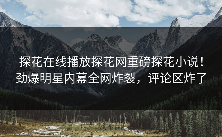 探花在线播放探花网重磅探花小说！劲爆明星内幕全网炸裂，评论区炸了