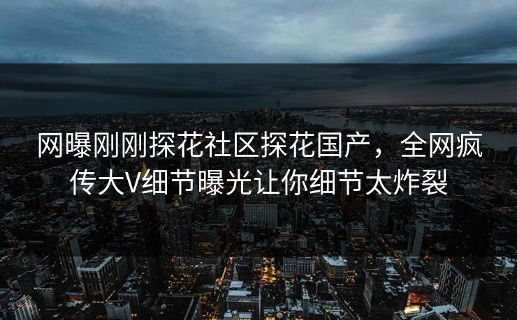 网曝刚刚探花社区探花国产，全网疯传大V细节曝光让你细节太炸裂