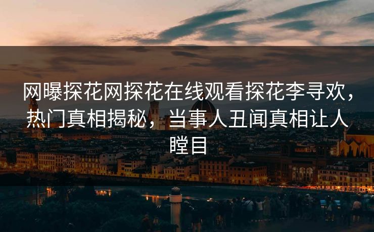 网曝探花网探花在线观看探花李寻欢，热门真相揭秘，当事人丑闻真相让人瞠目