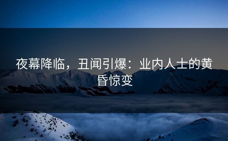 夜幕降临，丑闻引爆：业内人士的黄昏惊变